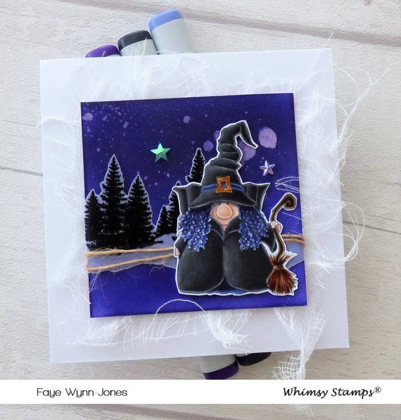 Gnome Witch Rubber Cling Stamp - Whimsy Stamps