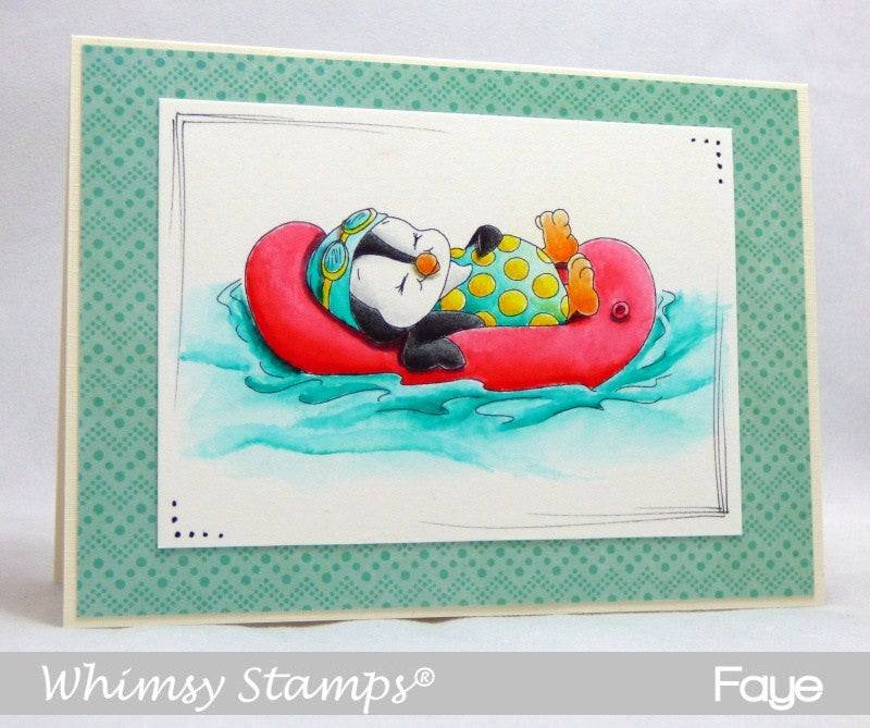 Penguin Floating - Digital Stamp - Whimsy Stamps