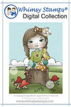Polka Dot Pals Fern Grassland Ponder - Coloring Scene Digital Stamp - Whimsy Stamps