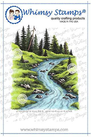 Forest Stream Rubber Cling Stamp - Whimsy Stamps