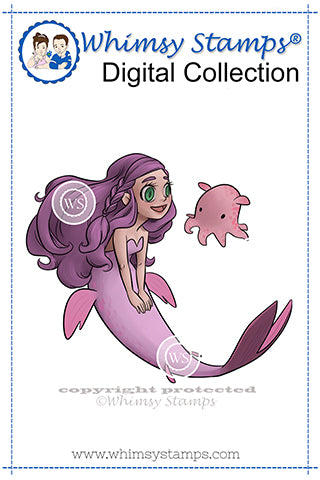 Friendly Mermaid - Digital Stamp - Whimsy Stamps