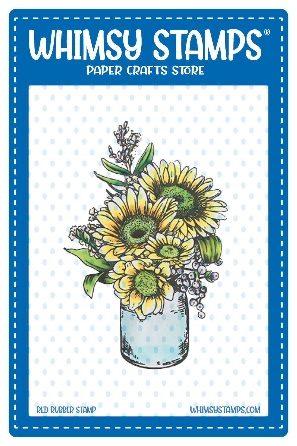 **NEW Gerbera Daisies Vase Rubber Cling Stamp - Whimsy Stamps