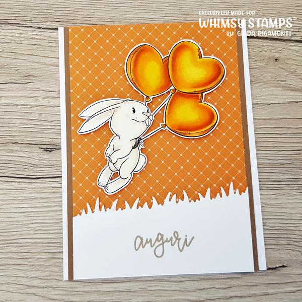 Balloon Bunny - Digital Stamp - Whimsy Stamps