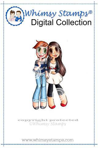 Girlfriends Kaylee and Mae - Digital Stamp - Whimsy Stamps