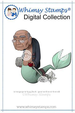 Grandpa Merman - Digital Stamp - Whimsy Stamps