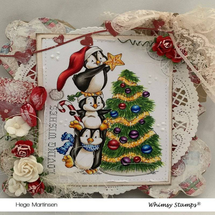 Penguins Decorate the Tree - Digital Stamp - Whimsy Stamps