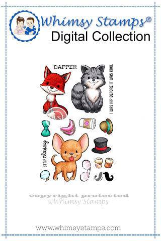 Hipster Pets - Digital Stamp - Whimsy Stamps