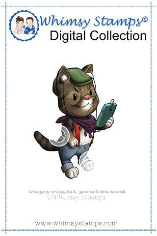 Hipster Tom Cat - Digital Stamp - Whimsy Stamps