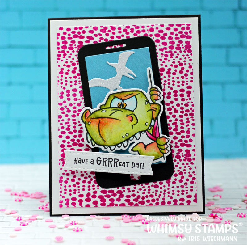 **NEW Roarsome Skin Background Rubber Cling Stamp - Whimsy Stamps