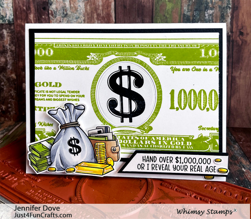 **NEW A Million Dollars Rubber Cling Stamp and Die Combo - Whimsy Stamps