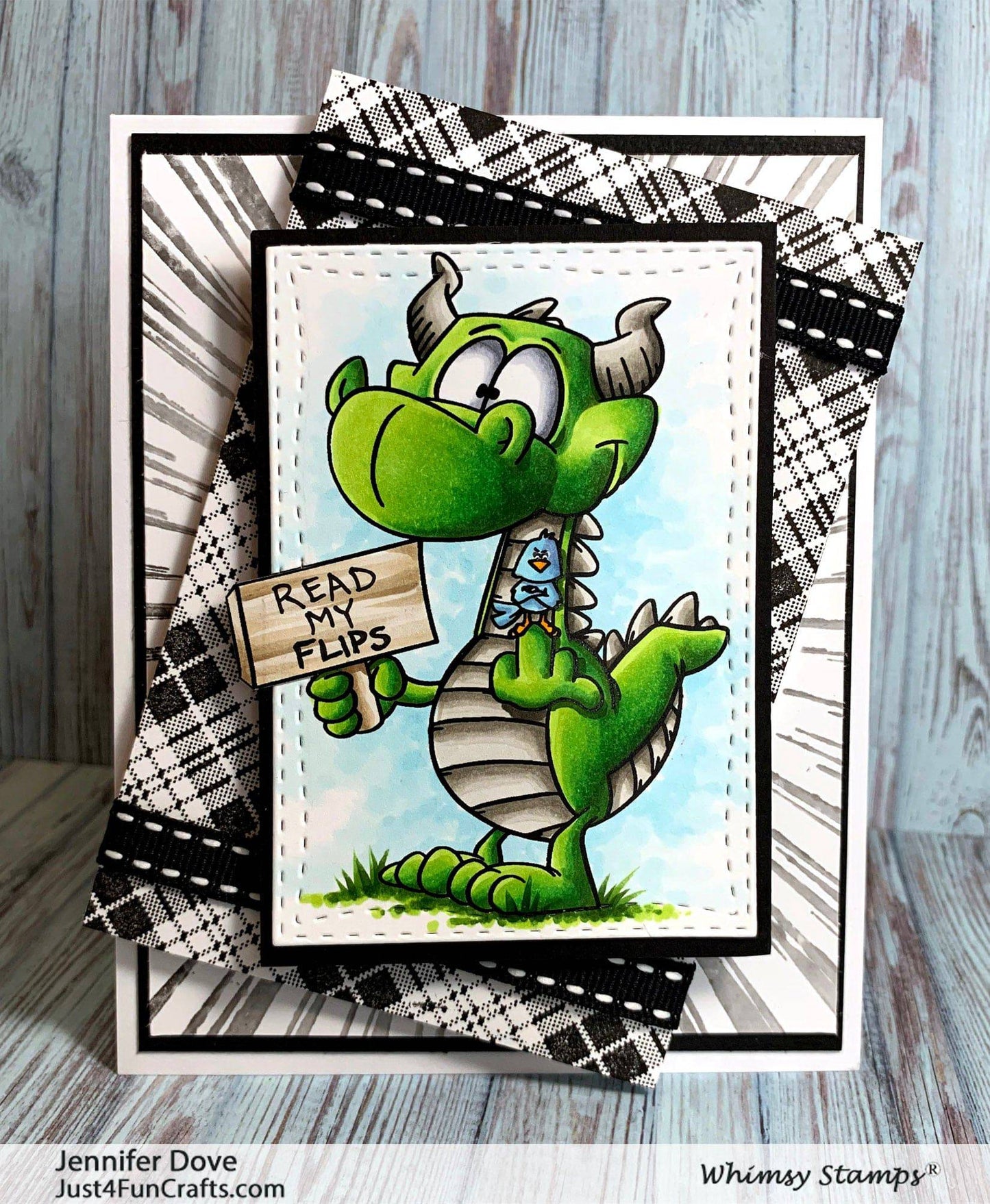 Dudley Flipping the Bird - Digital Stamp - Whimsy Stamps