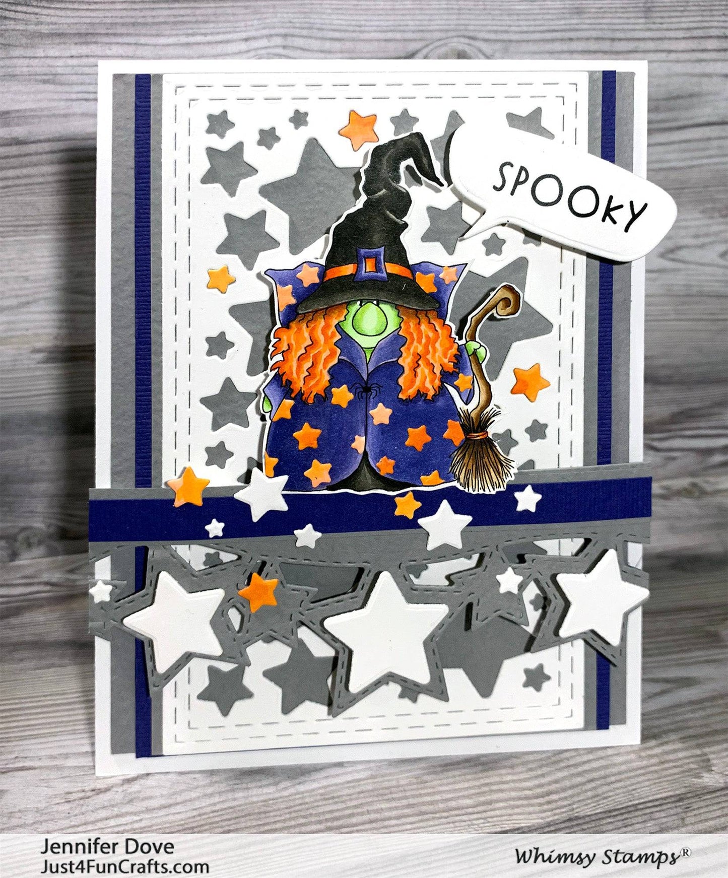 Gnome Witch Rubber Cling Stamp - Whimsy Stamps