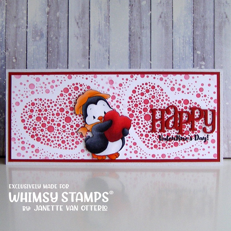 Penguin Heart Hugs - Digital Stamp - Whimsy Stamps