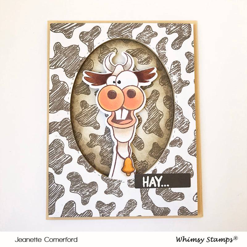 Cow Print Background Rubber Cling Stamp - Whimsy Stamps