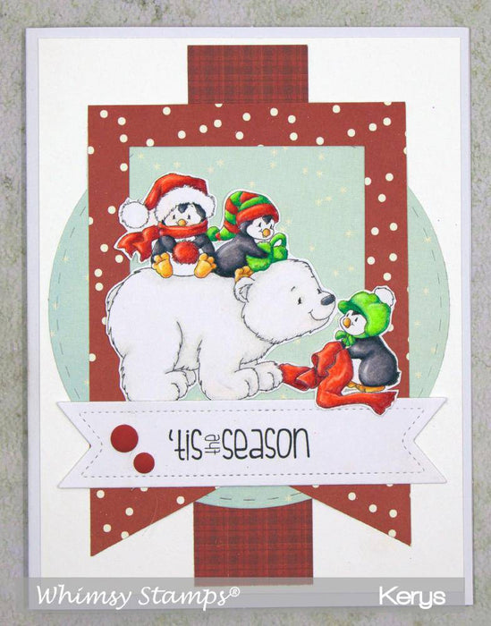 Penguin Warm Winter Wishes - Digital Stamp - Whimsy Stamps