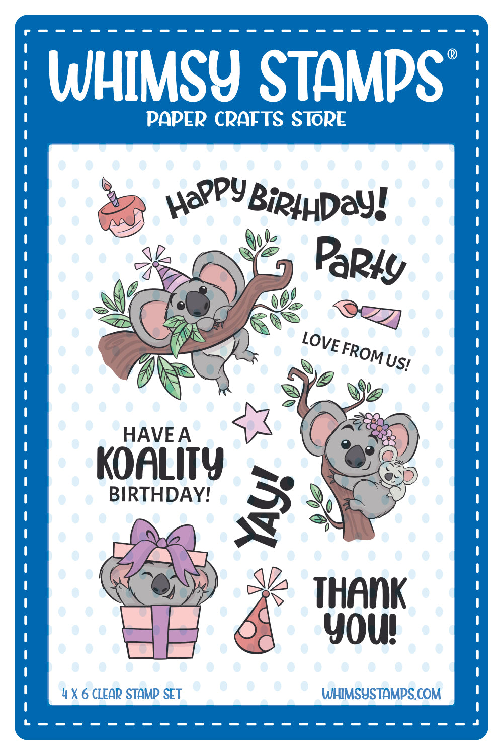 **NEW Koala Birthday Clear Stamps - Whimsy Stamps