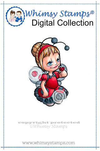 Ladybug Tia - Digital Stamp - Whimsy Stamps
