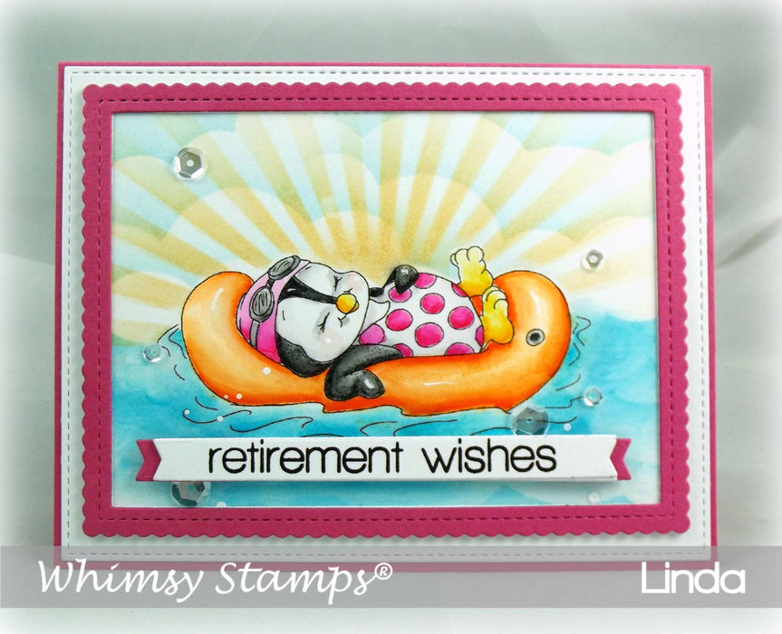 Penguin Floating - Digital Stamp - Whimsy Stamps