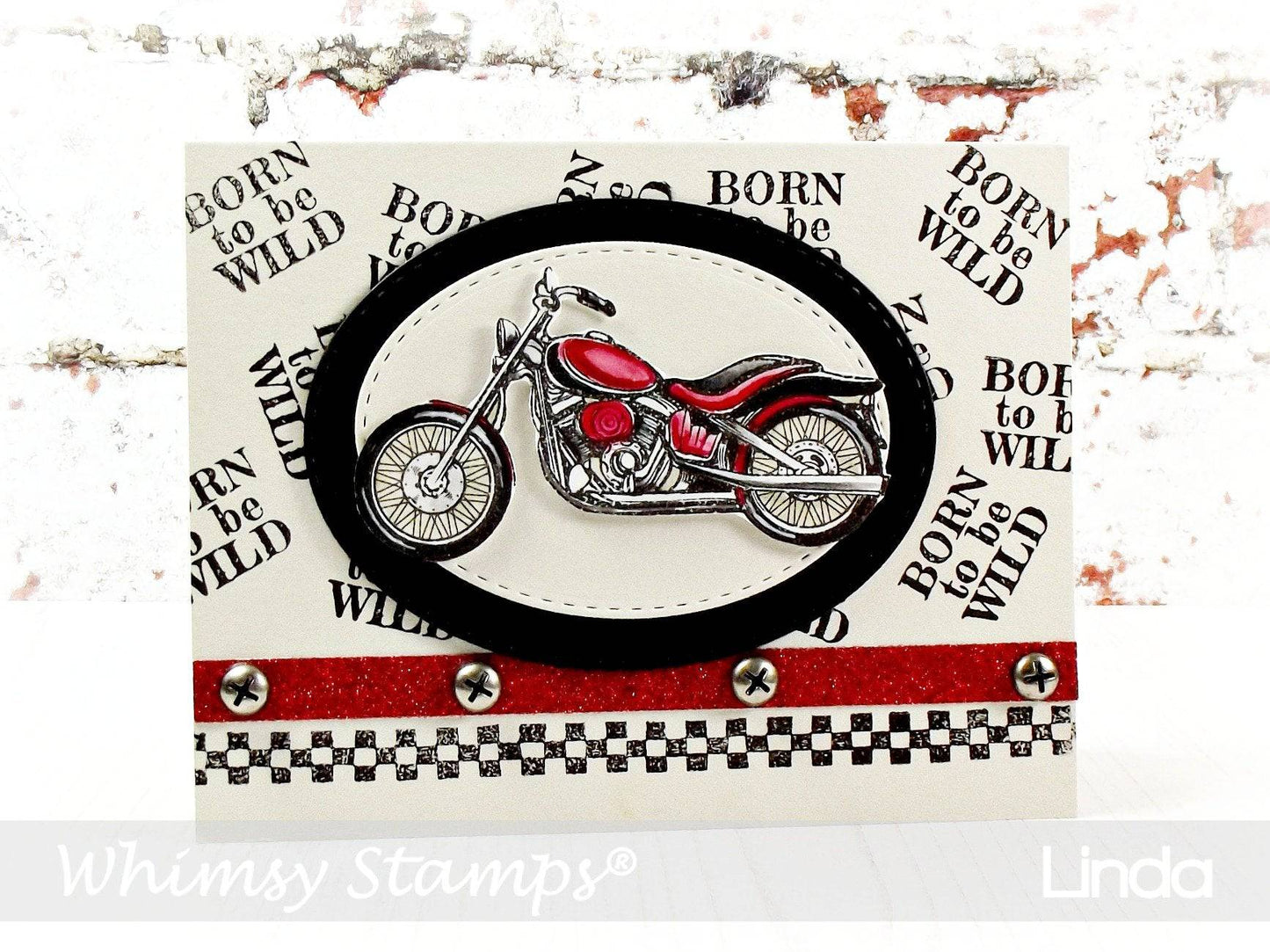 Biker Kickstart My Heart Clear Stamps - Whimsy Stamps