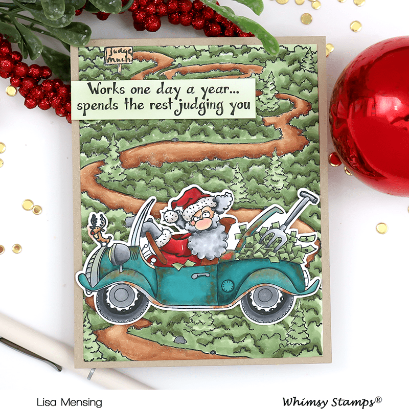 Greedy Santa Rubber Cling Stamp - Whimsy Stamps