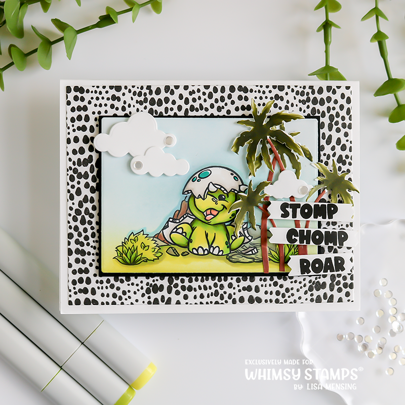 **NEW Roarsome Skin Background Rubber Cling Stamp - Whimsy Stamps