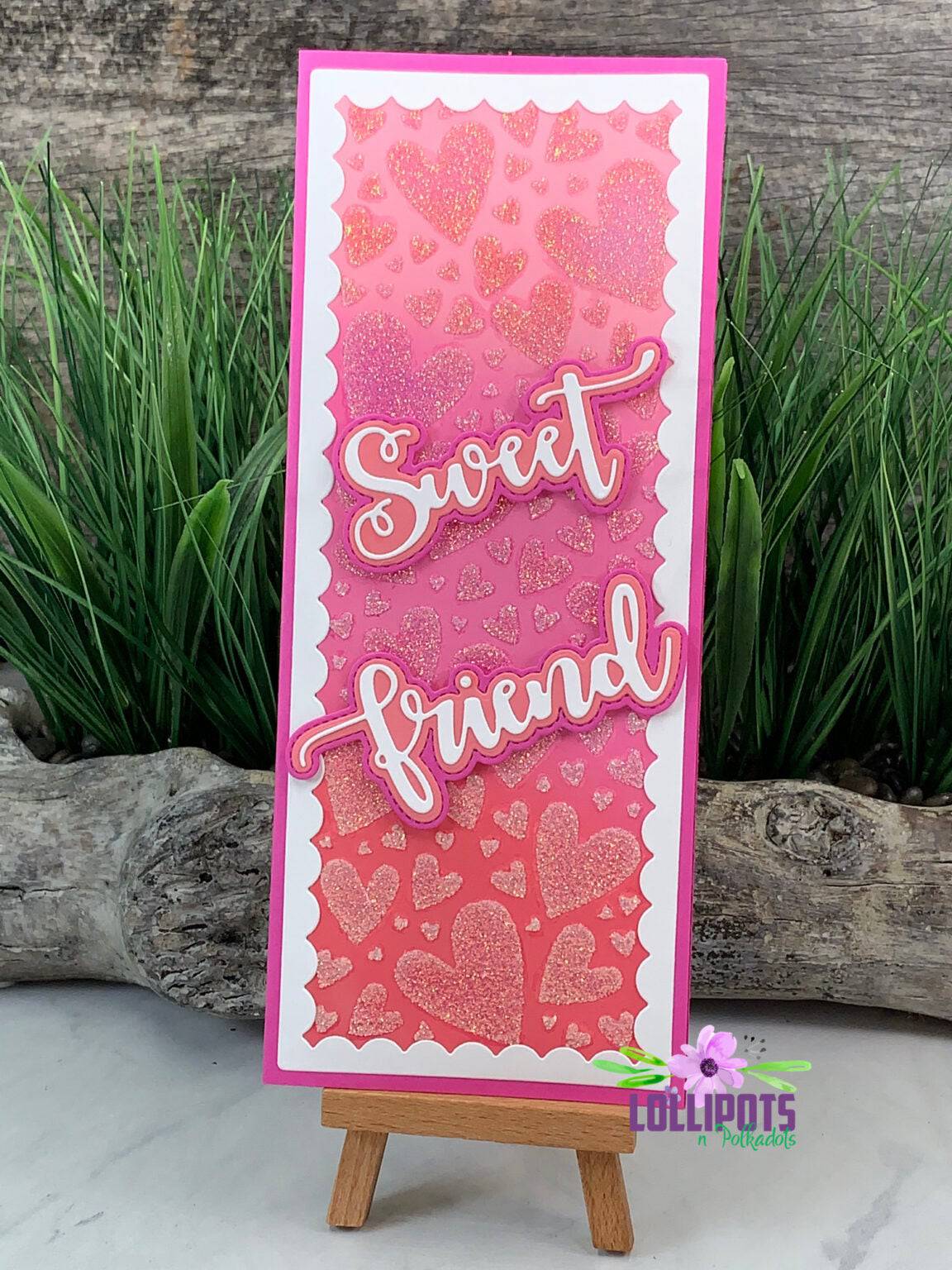 Slimline Hearts Background Die - Whimsy Stamps