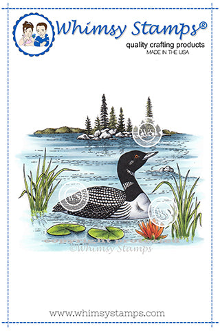 **NEW Loon Scene Rubber Cling Stamp - Whimsy Stamps