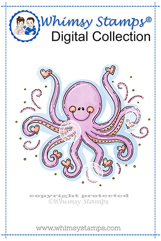 Lots O Love Octopus - Digital Stamp - Whimsy Stamps