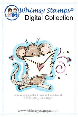 Love Letter Mouse - Digital Stamp - Whimsy Stamps