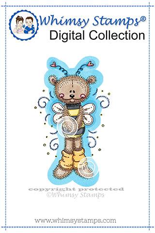 Bumble Bear Smile - Digital Stamp - Whimsy Stamps