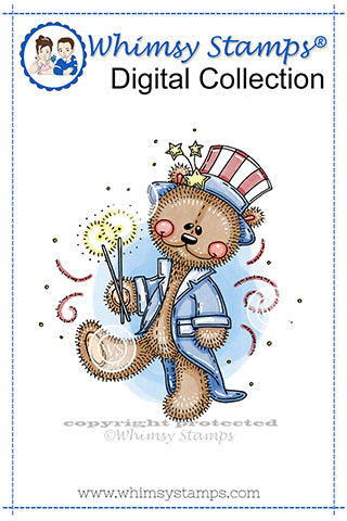 Patriotic Bear - Digital Stamp - Whimsy Stamps