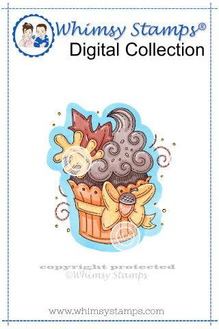 Autumn Cupcake - Digital Stamp - Whimsy Stamps