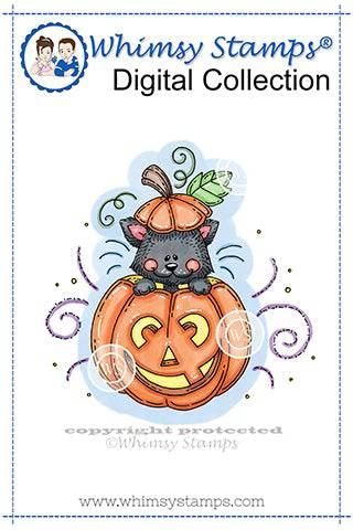 Cat O Lantern - Digital Stamp - Whimsy Stamps