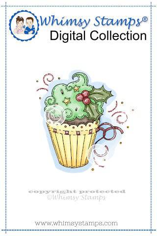 Christmas Cupcake - Digital Stamp - Whimsy Stamps