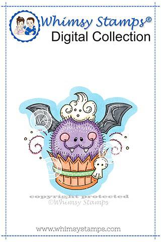 Cutie Bat Cupcake - Digital Stamp - Whimsy Stamps