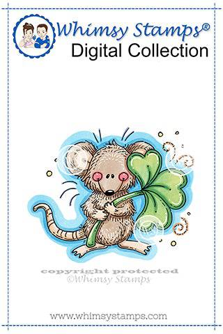 Little Shamrock Mouse - Digital Stamp - Whimsy Stamps