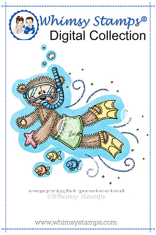 Scuba Bear - Digital Stamp - Whimsy Stamps