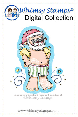 Summer Time Santa - Digital Stamp - Whimsy Stamps