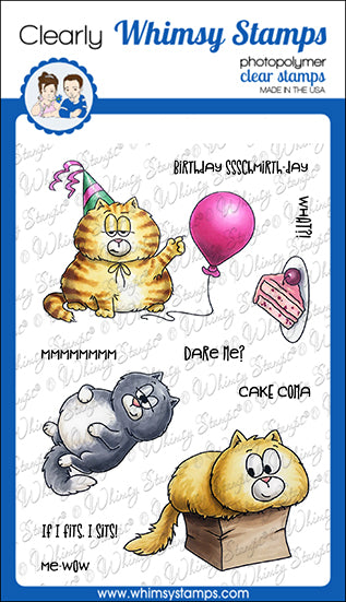 **NEW Me-Wow Cat Birthday Clear Stamps - Whimsy Stamps