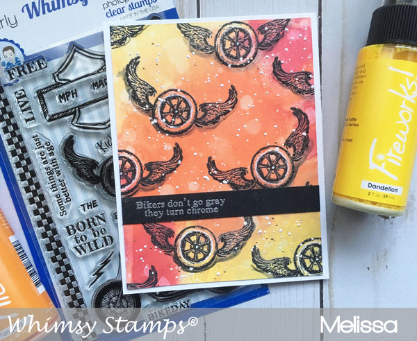 Biker Kickstart My Heart Clear Stamps - Whimsy Stamps