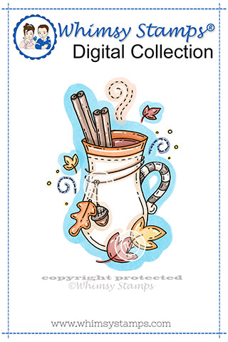 Cinnamon Harvest Mug - Digital Stamp - Whimsy Stamps