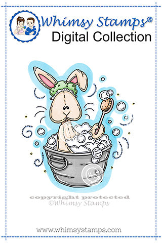 Bubble Bath Bunny - Digital Stamp - Whimsy Stamps
