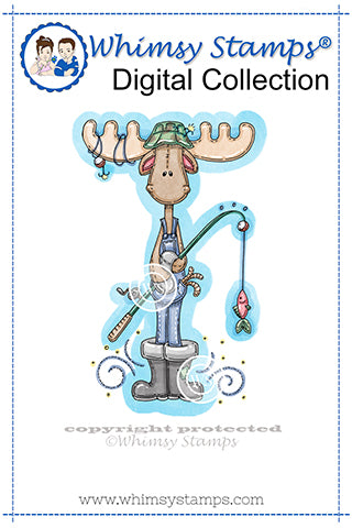 Fisher Moose - Digital Stamp - Whimsy Stamps