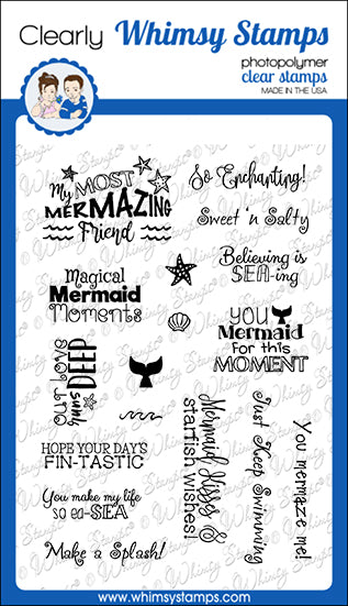 **NEW Mermaid Moments Sentiments Clear Stamps - Whimsy Stamps