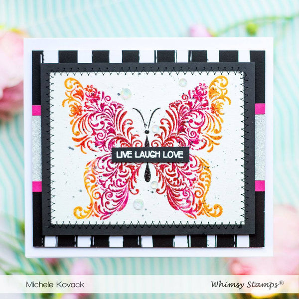 Elegant Butterfly Rubber Cling Stamp - Whimsy Stamps