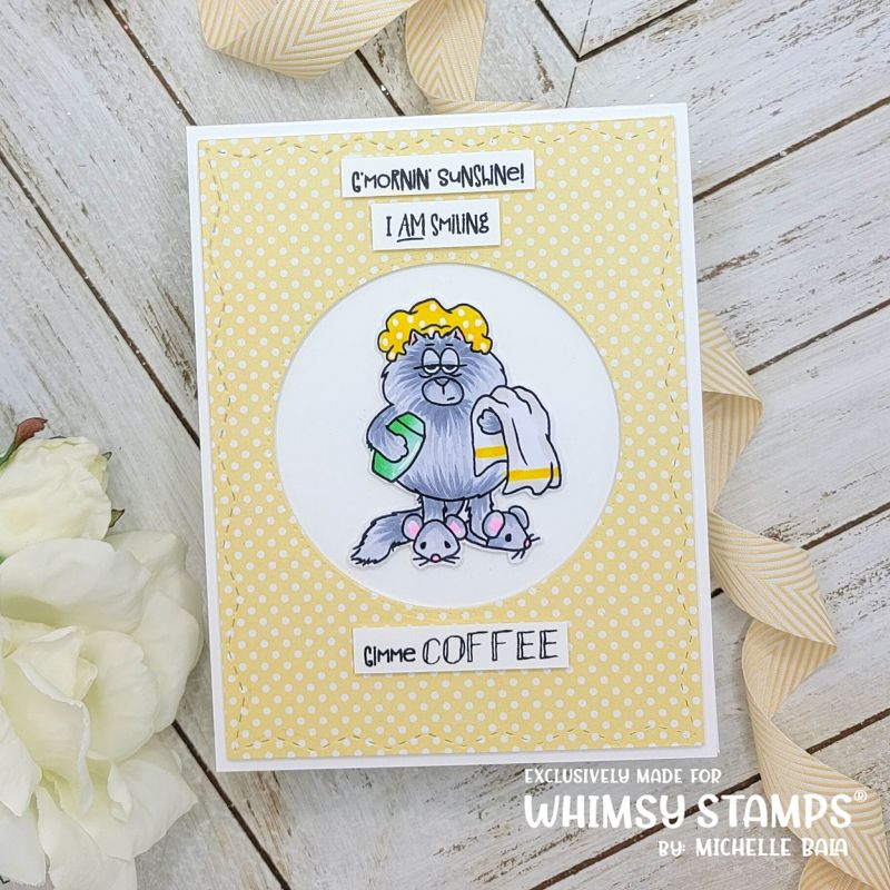 **NEW Cat Do Mornings Clear Stamps - Whimsy Stamps