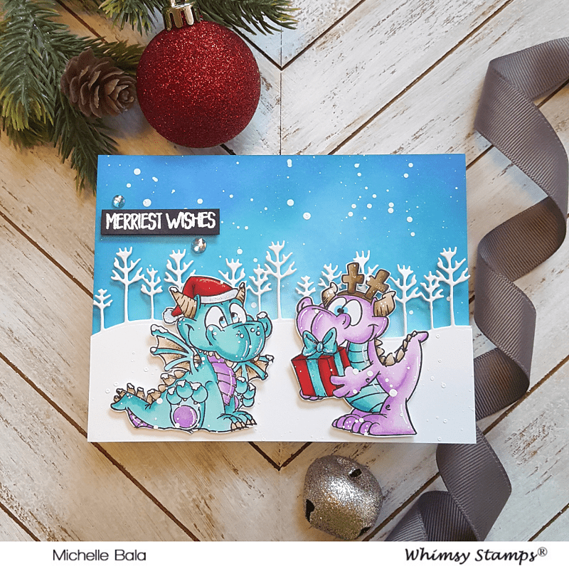 Dragon Christmas Wishes Clear Stamps - Whimsy Stamps