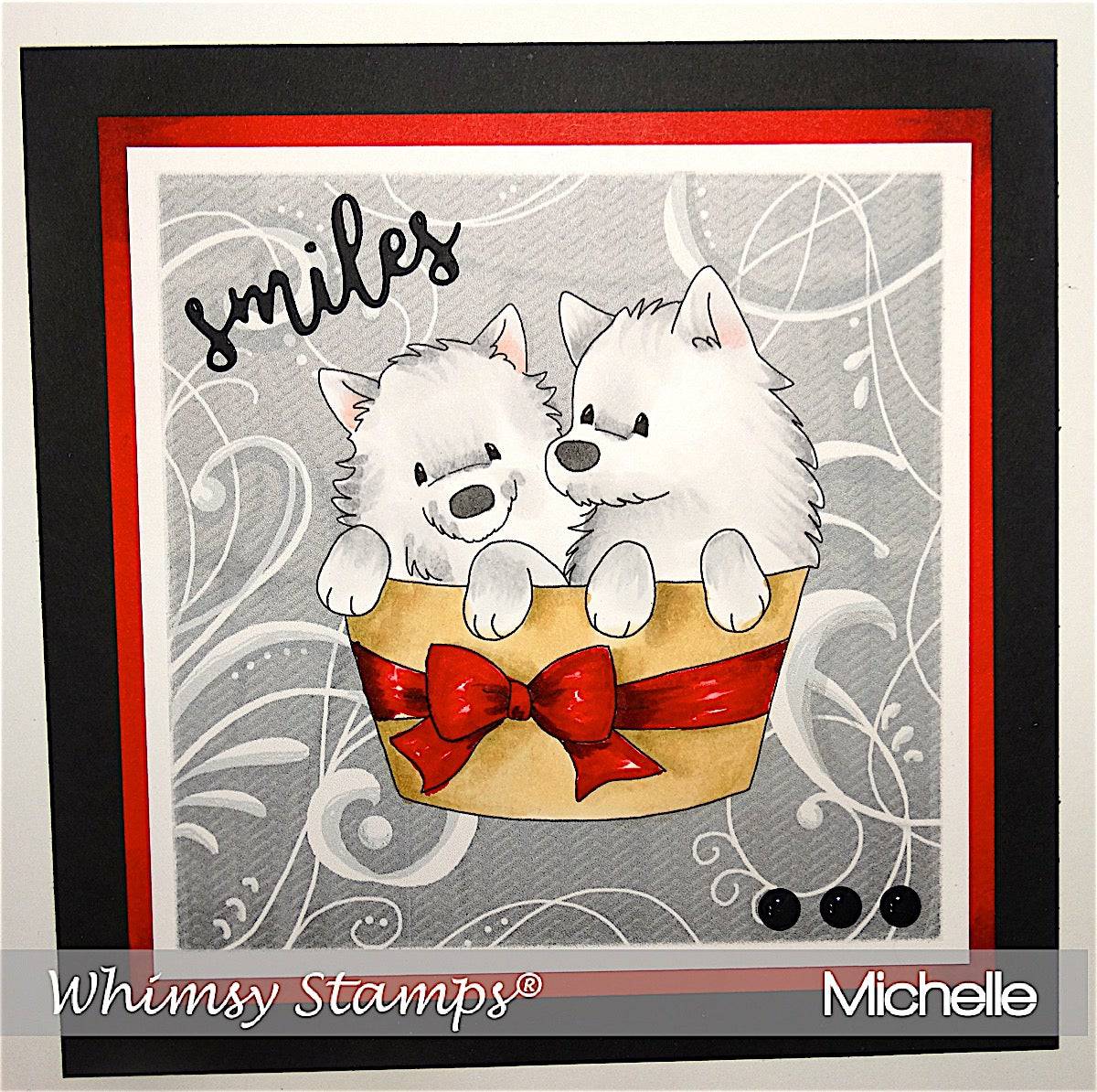 Pups in a Basket - Digital Stamp - Whimsy Stamps