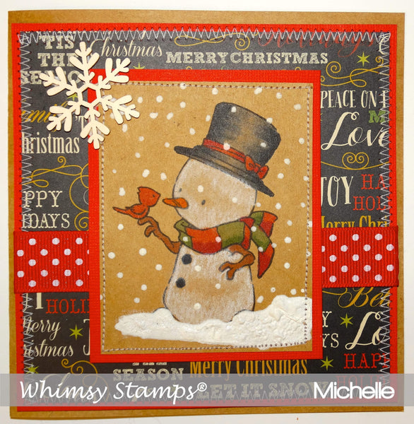 Snowman and Bird - Digital Stamp - Whimsy Stamps