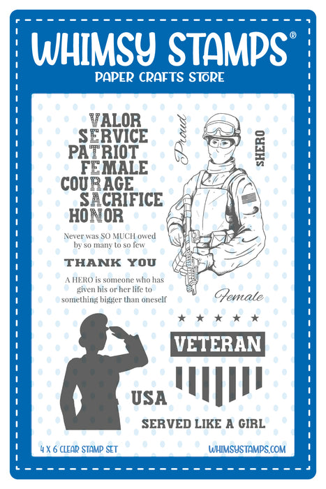 **NEW PREORDER Military Sheroes Clear Stamps - Whimsy Stamps